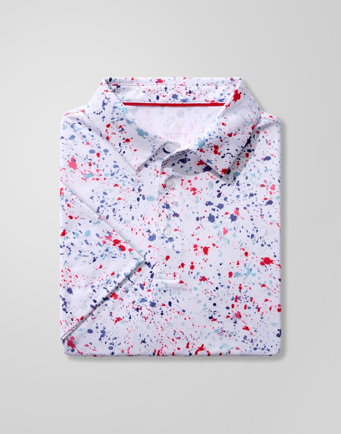 Mens Golf Polo Shirts Short Sleeve Dry Fit Performance Moisture Wicking Casual Print Collared Golf Shirts for Men