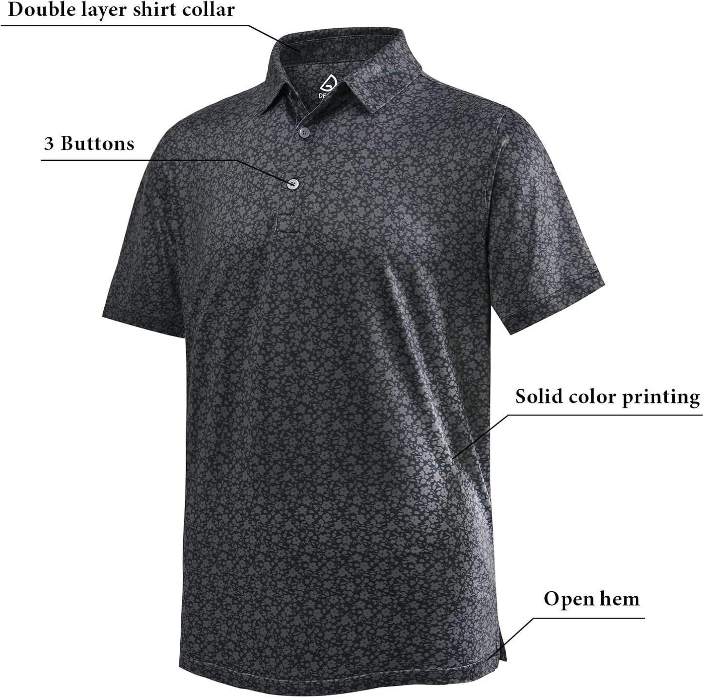 Mens Polo Shirts Fashion Print Mens Golf Shirt Dry Fit Mens Golf Polo Short Sleeve Quick Dry Funny Golf Shirt for Men
